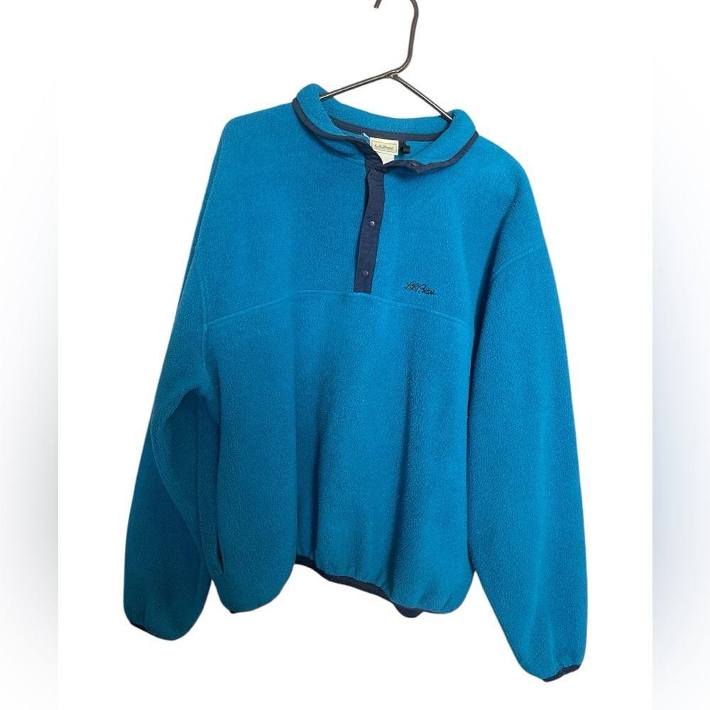 Vintage L.L. Bean Pullover Fleece Teal quarter snap up Woman’s Sz XL Made in USA